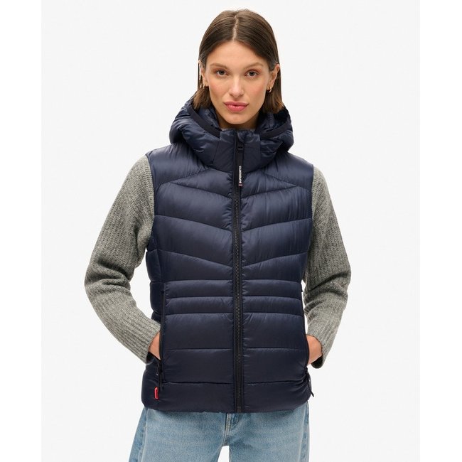 Doudoune sans manches à capuche Fuji bleu marine éclipse <span itemprop=