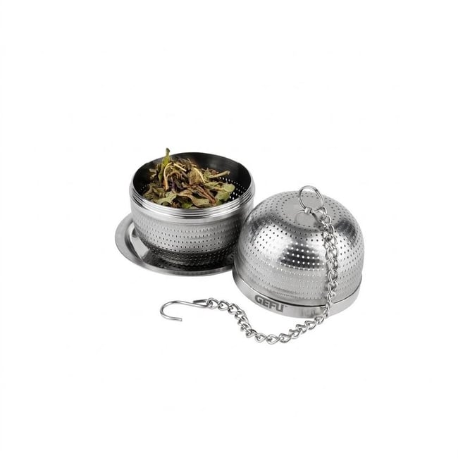 Boule à thé avec plateau d’égouttage VELORA argent <span itemprop=