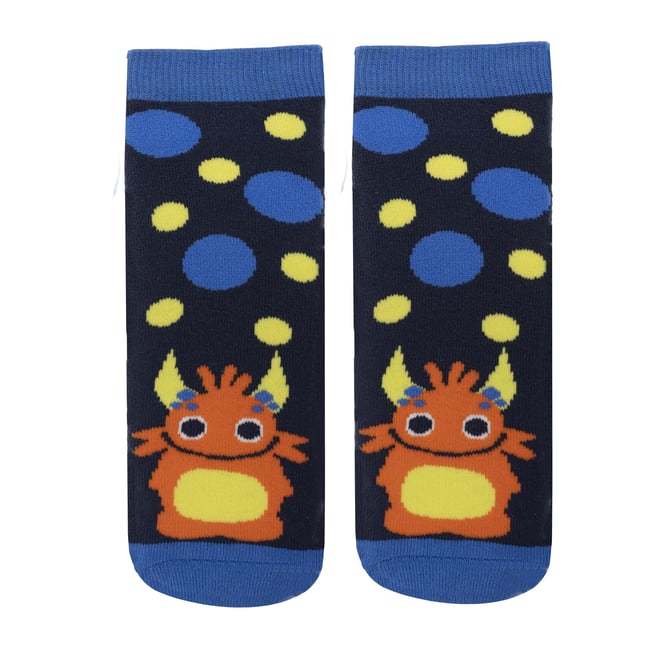 Chaussettes anti-dérapantes coton, picots antidérapants bleu <span itemprop=