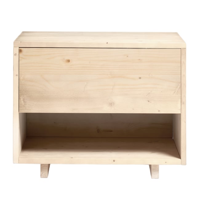 Table de chevet en bois massif de sapin beige - GINA Couleur naturel <span itemprop=