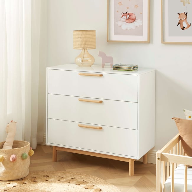 Commode enfant 3 tiroirs  ROME Couleur blanc <span itemprop=