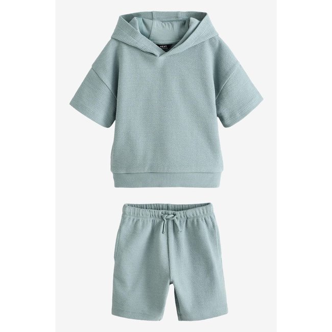 Sweat à capuche en jersey et short ensemble bleu minéral <span itemprop=
