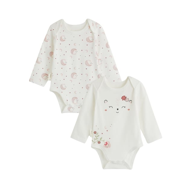 Lot de 2 bodies bébé manches longues Harmony ecru <span itemprop=