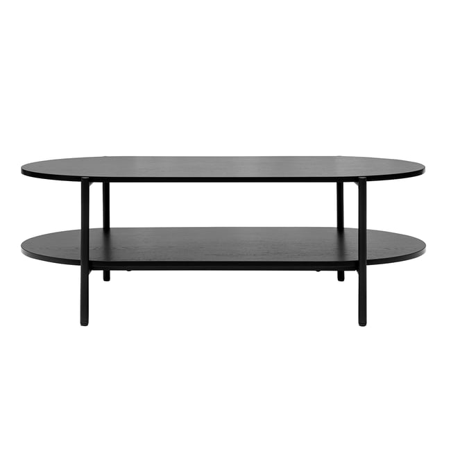 Table basse ovale finition bois foncé noyer et métal L115 cm BRUNA - MILIBOO