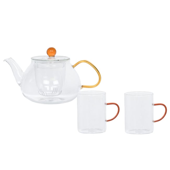 Coffret Théière avec 2 tasses   Jaune 70 cl-ZENYA transparent / cristal <span itemprop=