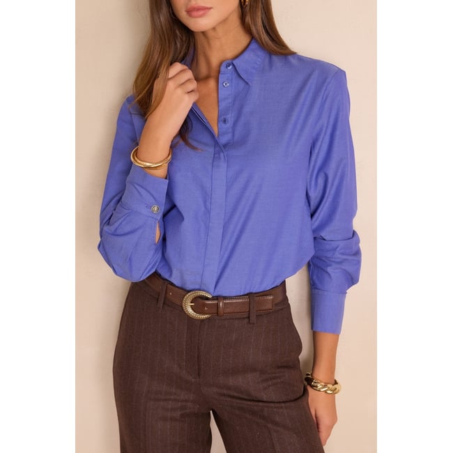 Chemise oxford ESMERALDA en 100% coton prune <span itemprop=