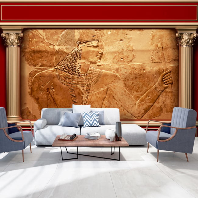Papier peint intissé panoramique Egyptian Walls Couleur beige <span itemprop=