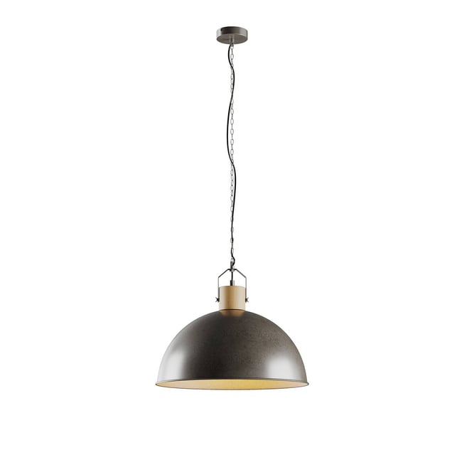 Suspension en métal industrielle, Holgar Couleur vert métallique, bois clair <span itemprop=
