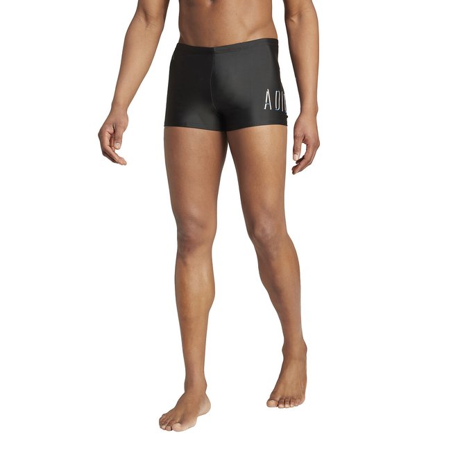 Logo Print Swim Trunks, black, adidas Performance