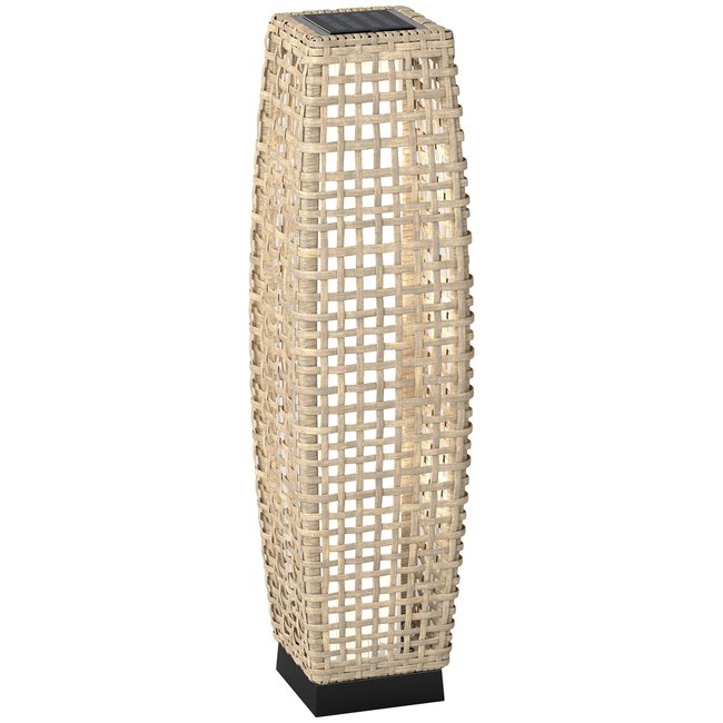 Lampadaire LED solaire de jardin style colonial résine filaire Couleur beige <span itemprop=