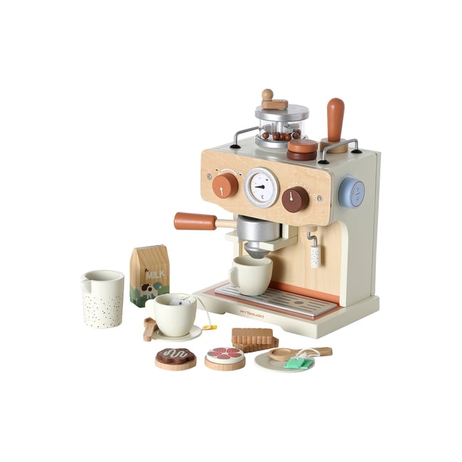 Grande cafetière avec accessoires en bois FSC® écru <span itemprop=