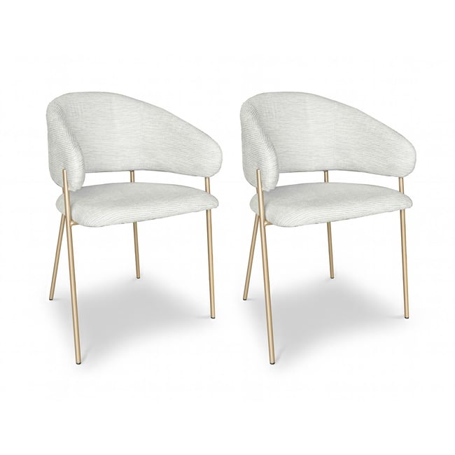 Lot de 2 fauteuils de table en tissu et pieds en métal, EROS - NOW'S HOME