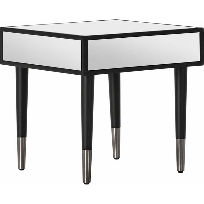 Table de chevet à façade miroir, 1 Tiroir Couleur noir et miroir <span itemprop=
