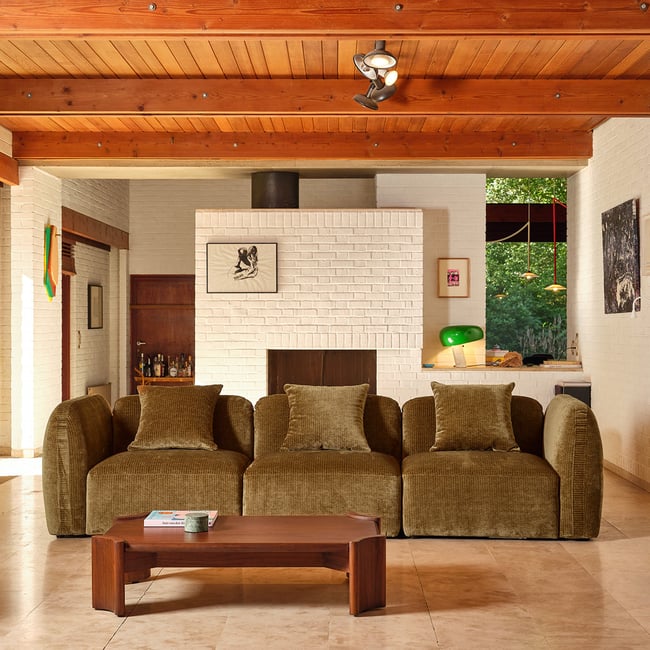 Canapé modulable 3 places en velours  PABLO Couleur bronze <span itemprop=