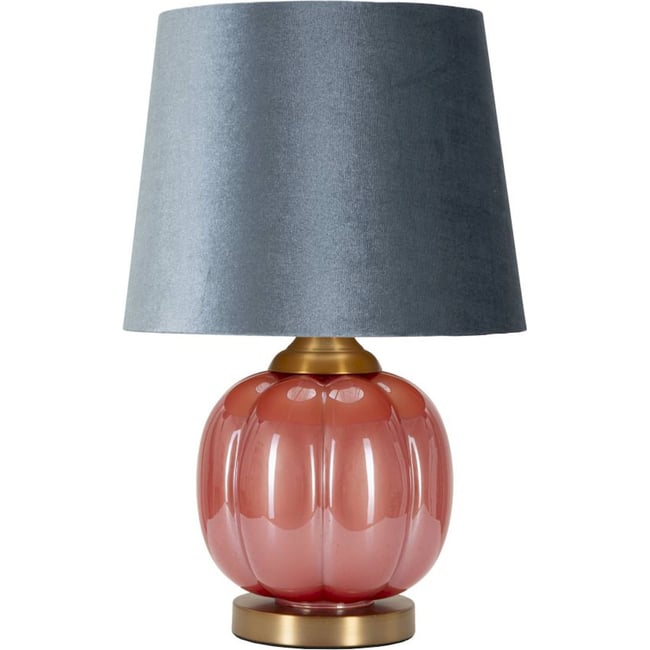 Lampe à poser en verre socle en fer MODERN Couleur rouge et bleu <span itemprop=