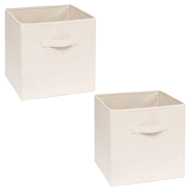 Lot de 2 boîtes de rangement TIDY BOX Couleur beige <span itemprop=