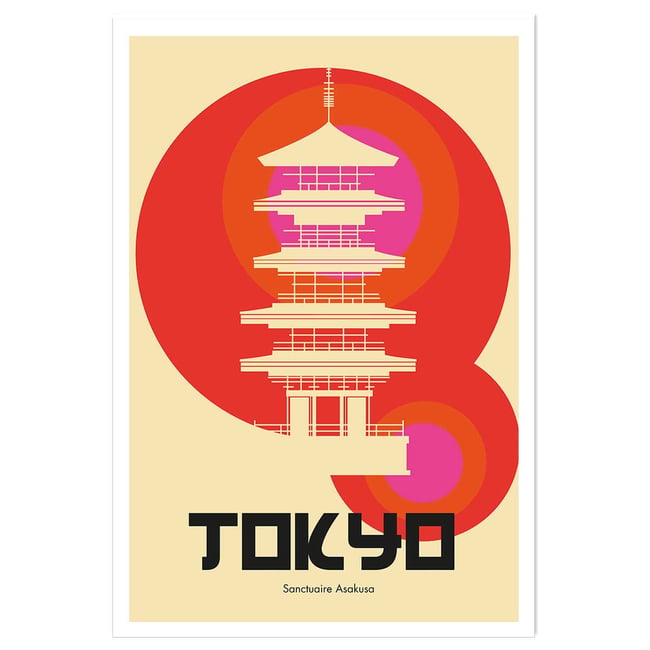 Affiche tokyo temple asakusa - HEXOA