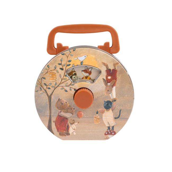 Boite à musique en métal Forêt magique beige <span itemprop=