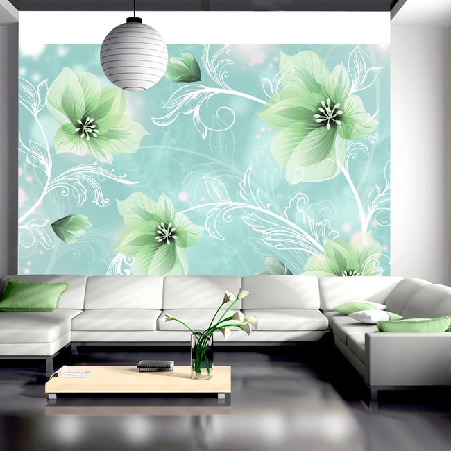 Papier peint intissé panoramique Mysterious fun II Couleur vert <span itemprop=