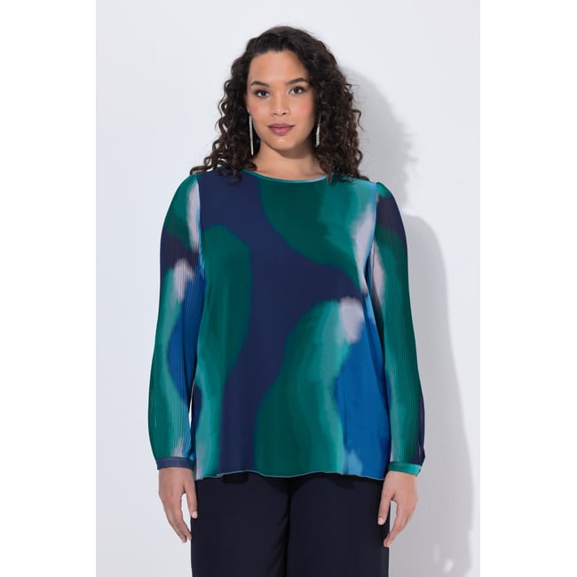 Blouse en mousseline doublée marine <span itemprop=