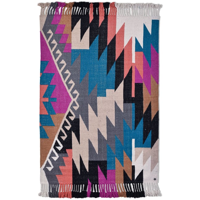 Tapis salon Vintage tissé main réversible Couleur multicolore <span itemprop=