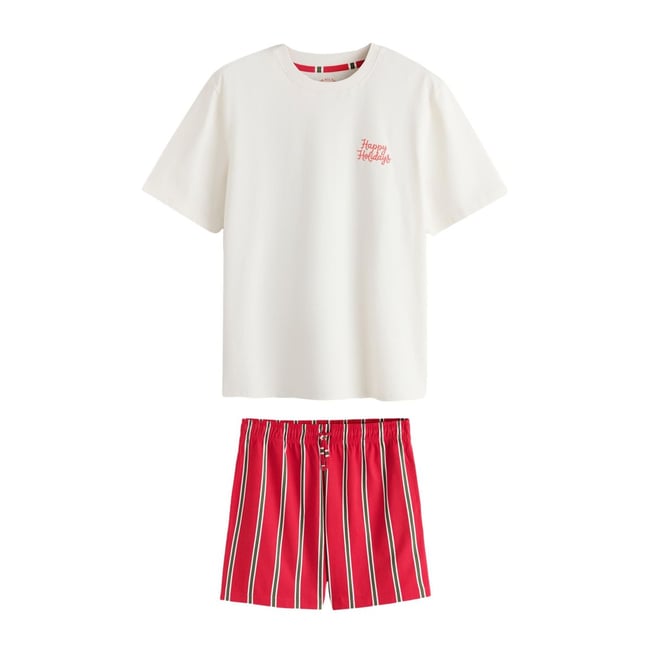 Pyjama à rayures collection famille noël rouge/blanc <span itemprop=