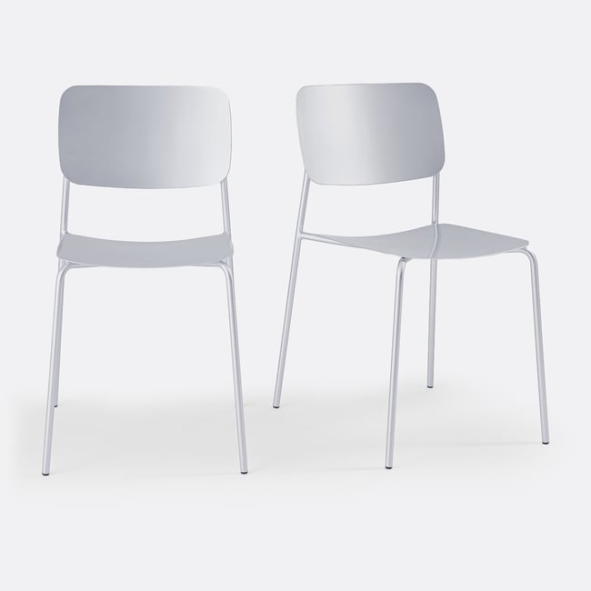 Lot de 2 chaises métal acier, Urbani inox <span itemprop=