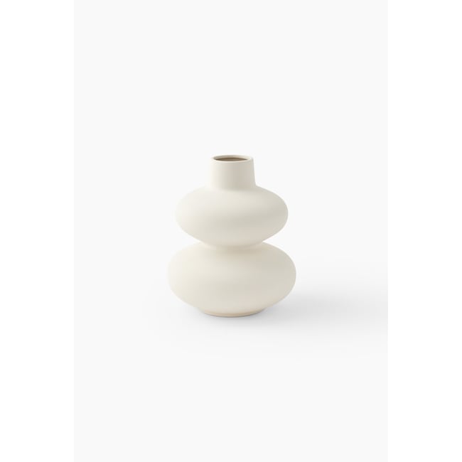 Vase ondulé, 17x17x20cm,  en céramique Couleur blanc <span itemprop=