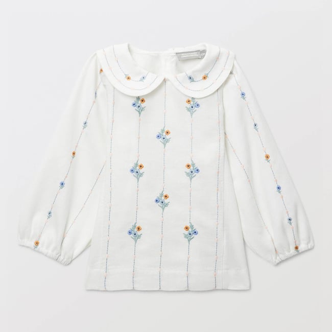 Blouse brodée en coton BIO GOTS naturel <span itemprop=