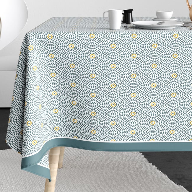 Nappe rectangulaire anti tache Coton Patio Eau jaune <span itemprop=