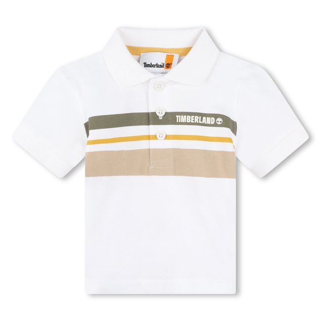 Polo manches courtes en coton blanc <span itemprop=
