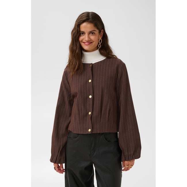 Veste marron java pinstriped <span itemprop=