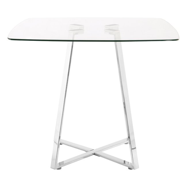 Square Dining Table with Glass Top and Chrome Leg (Seats 4), chrome, SO'HOME
