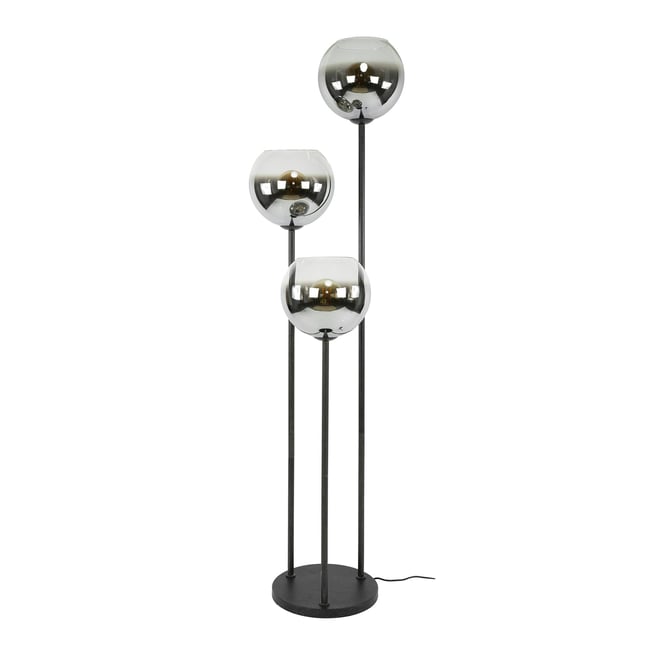 Lampadaire design en verre fumé 3 tiges RALF Couleur gris <span itemprop=