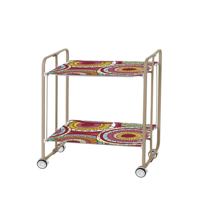 Table roulante pliante BAUHAUS châssis couleur sable, 2 plateaux - DON HIERRO