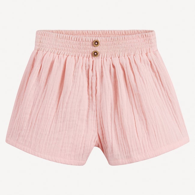 Cotton Muslin Shorts with Elasticated Waistband, pink, LA REDOUTE COLLECTIONS