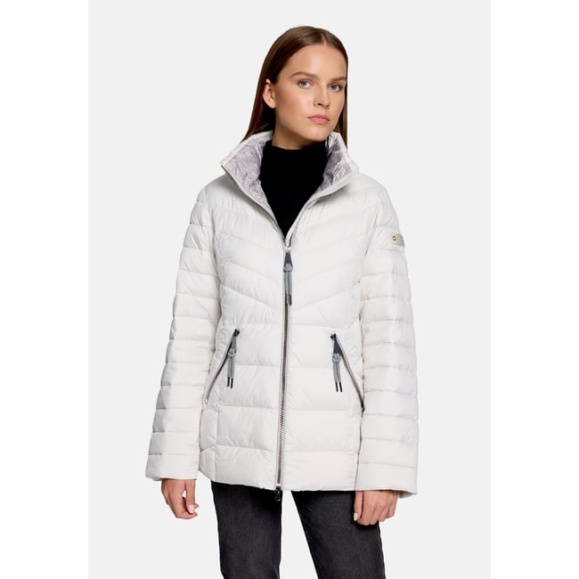 Veste matelassée à capuche amovible blanc <span itemprop=
