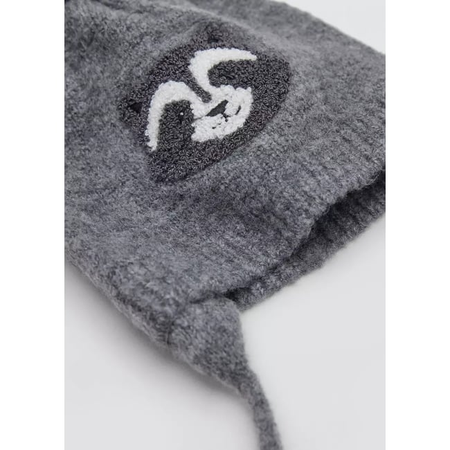 Bonnet maille raton laveur gris <span itemprop=