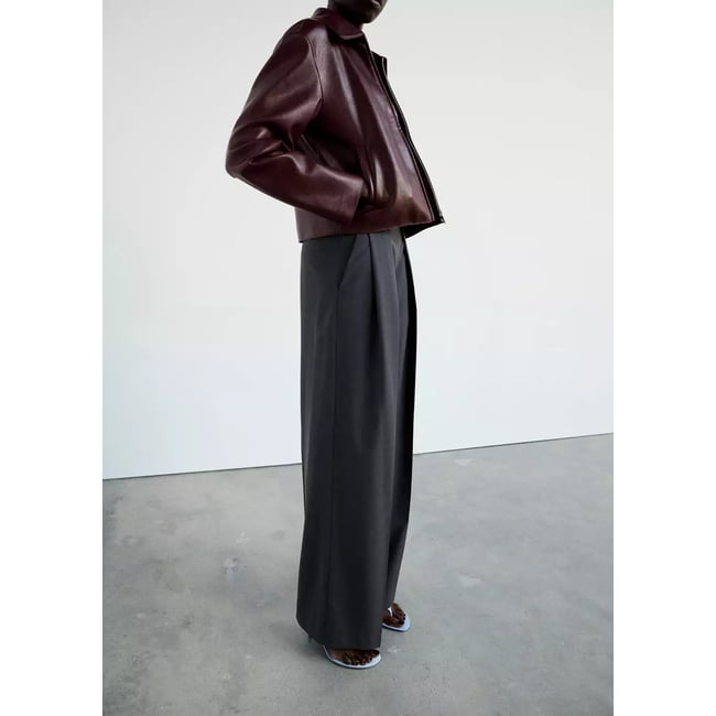 Pantalon droit pinces gris <span itemprop=
