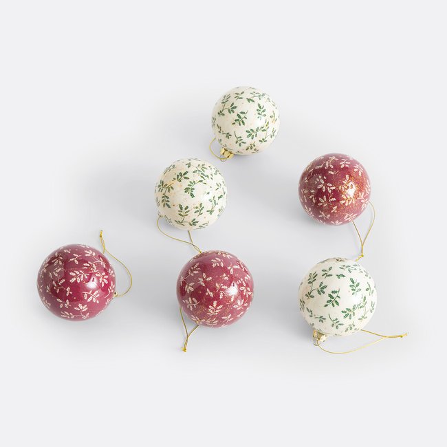 24-teiliges Set Weihnachtskugeln Caspar mit Blättermotiven bunt <span itemprop=