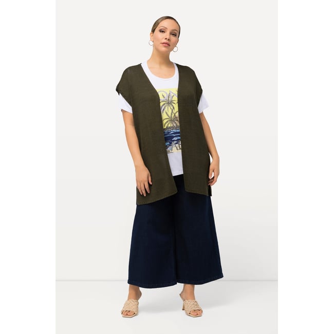 Gilet en maille oversized sans manches forêt verte <span itemprop=