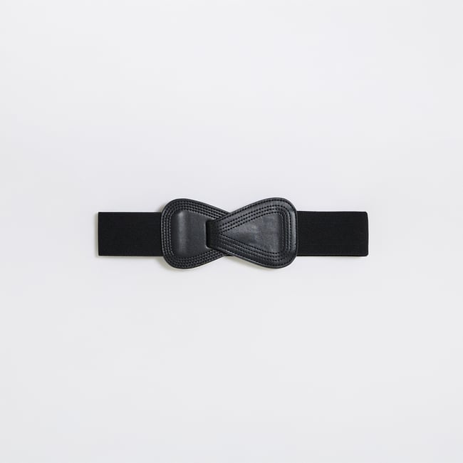 Ceinture large élastiquée noir <span itemprop=