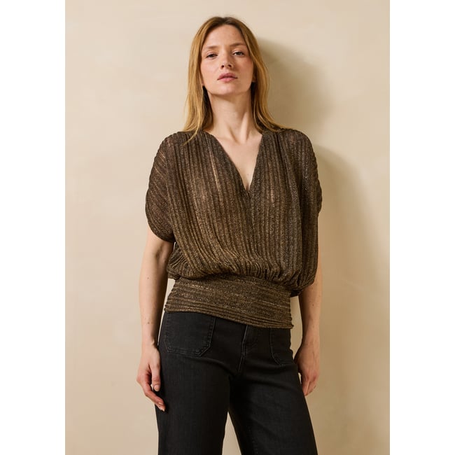 T-shirt irisé manches courtes col V - LA FEE MARABOUTEE