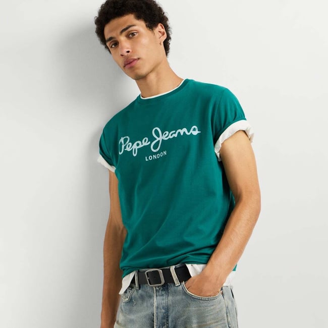 T-Shirt Coupe Slim Avec Logo vert sherwood <span itemprop=