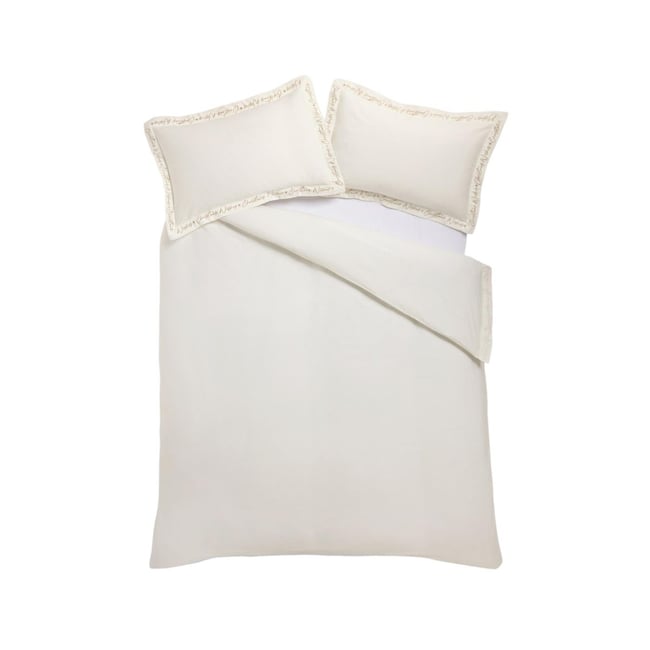 Parure housse satin brodé 200 fils vœux de noël blanc <span itemprop=
