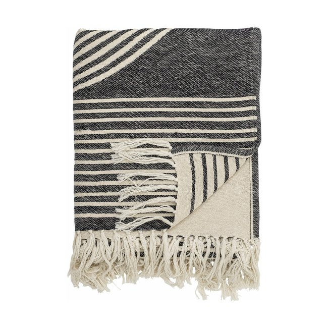 Plaid et couvre-lit en coton noir <span itemprop=