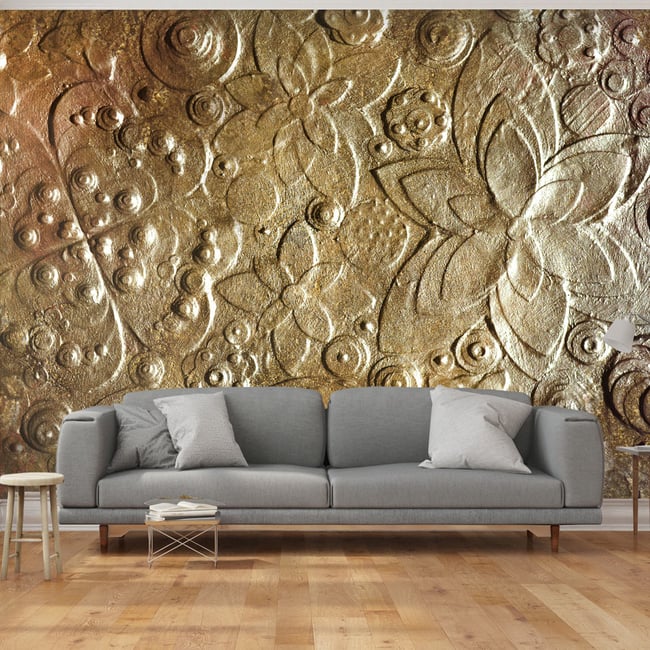 Papier peint intissé panoramique Virtuosity of Gold Couleur jaune / doré <span itemprop=