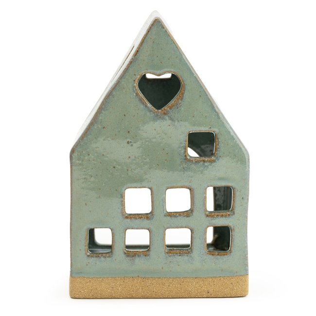 Ceramic House Tealight Holder, blue, SO'HOME