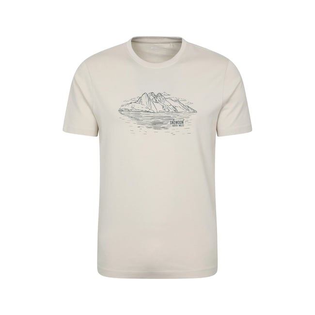 T-shirt manches courtes motif/style montagne SNOWDON blanc cassé <span itemprop=