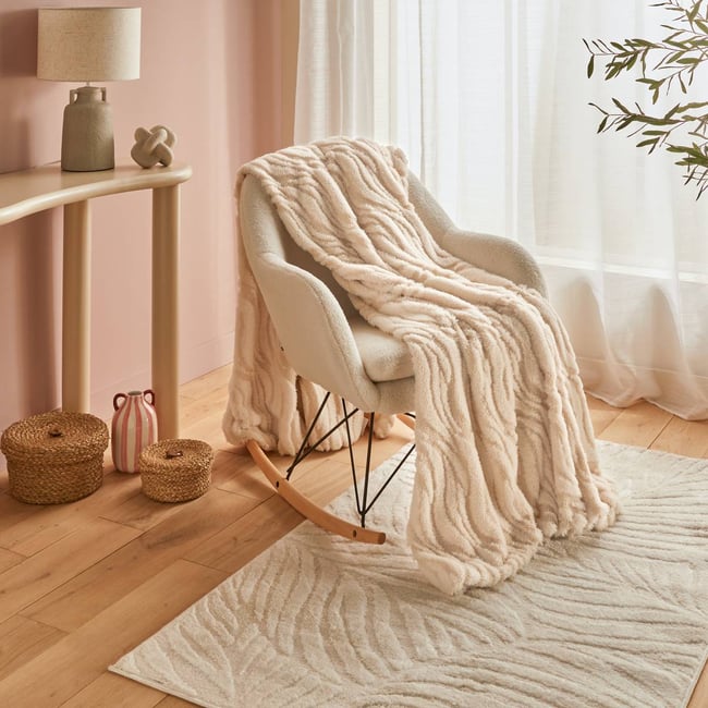 Plaid BOUCLY blanc chaud <span itemprop=